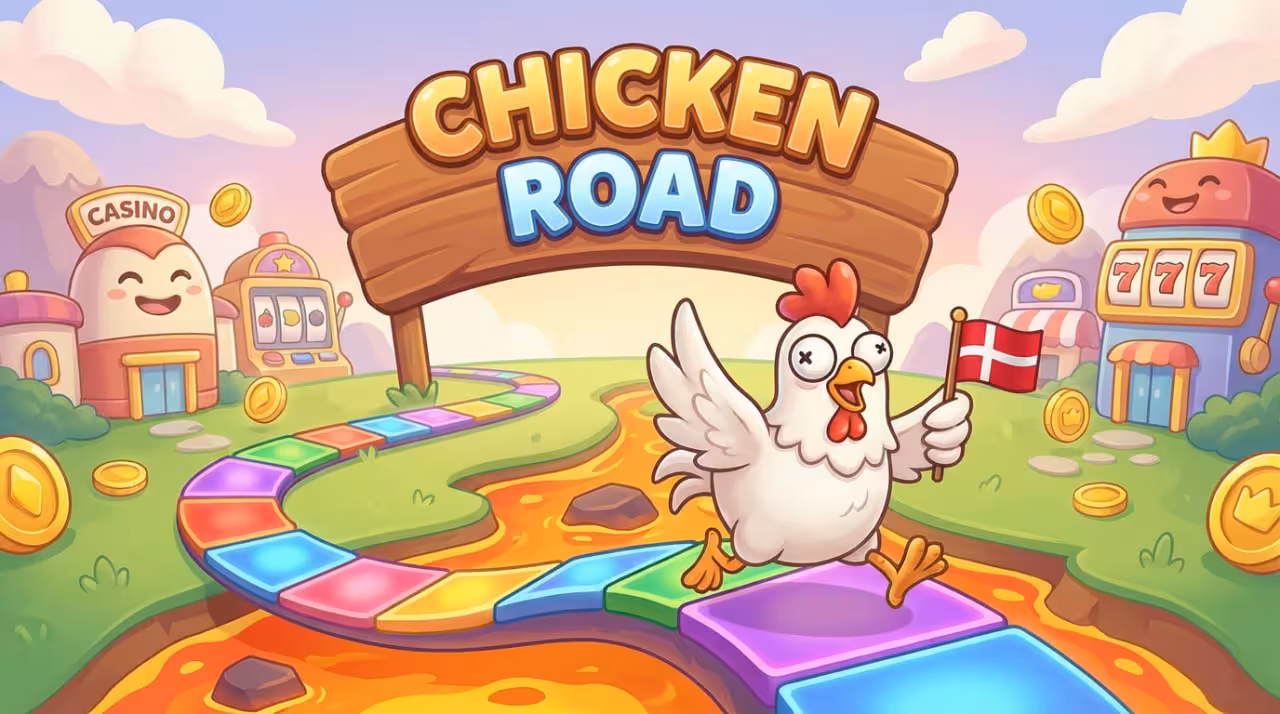 Chicken Road gameplay med hønsen på vejen